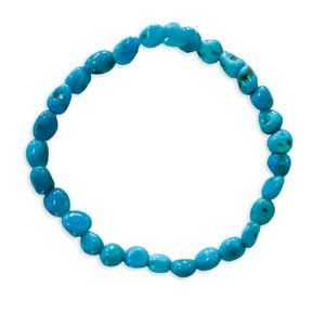 New Sleeping Beauty Turquoise 6 mm Bead Stretch Bracelet from Saks 6 5/8 to 8 in